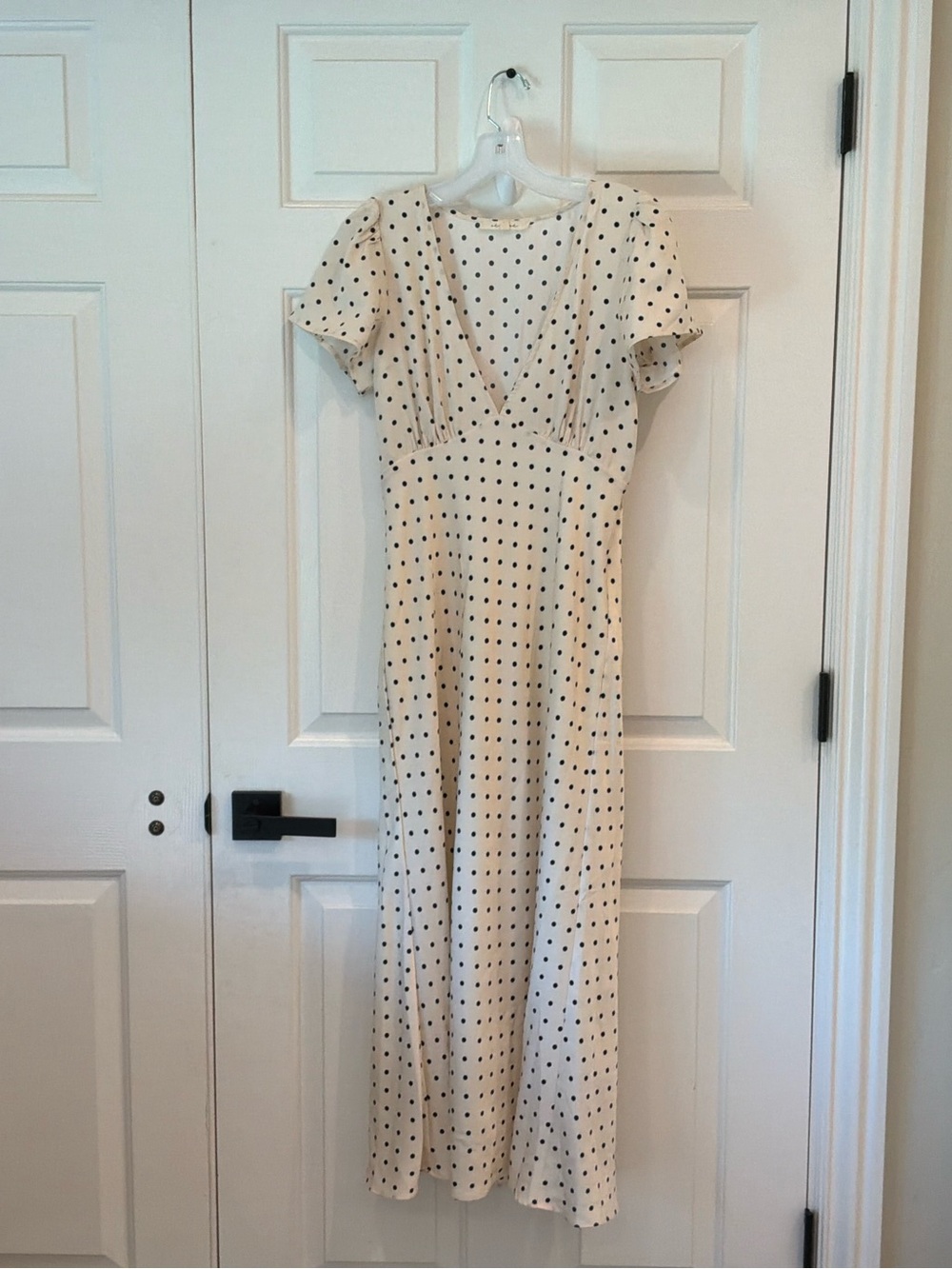 Cream Polka Dot V-Neck Maxi Dress